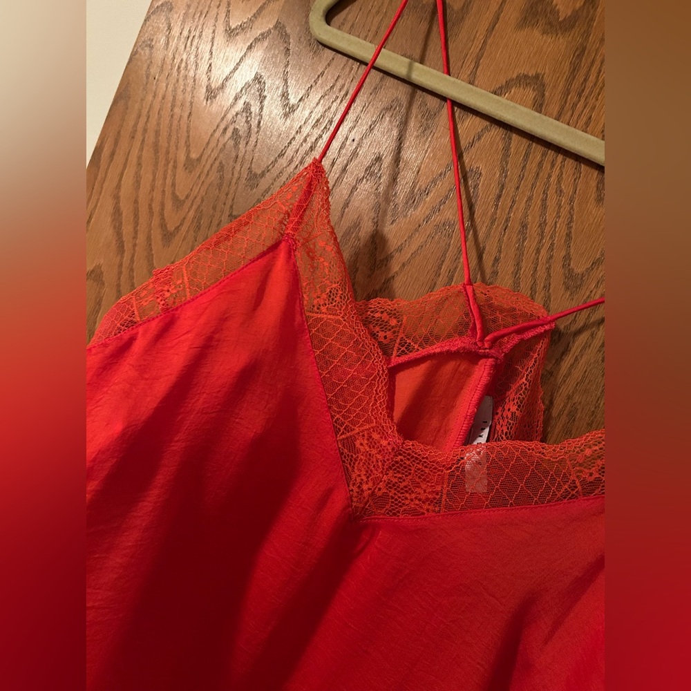FAVLUX Red Lace Trim Spaghetti Strap Camisole Tank Top - Picture 5 of 5